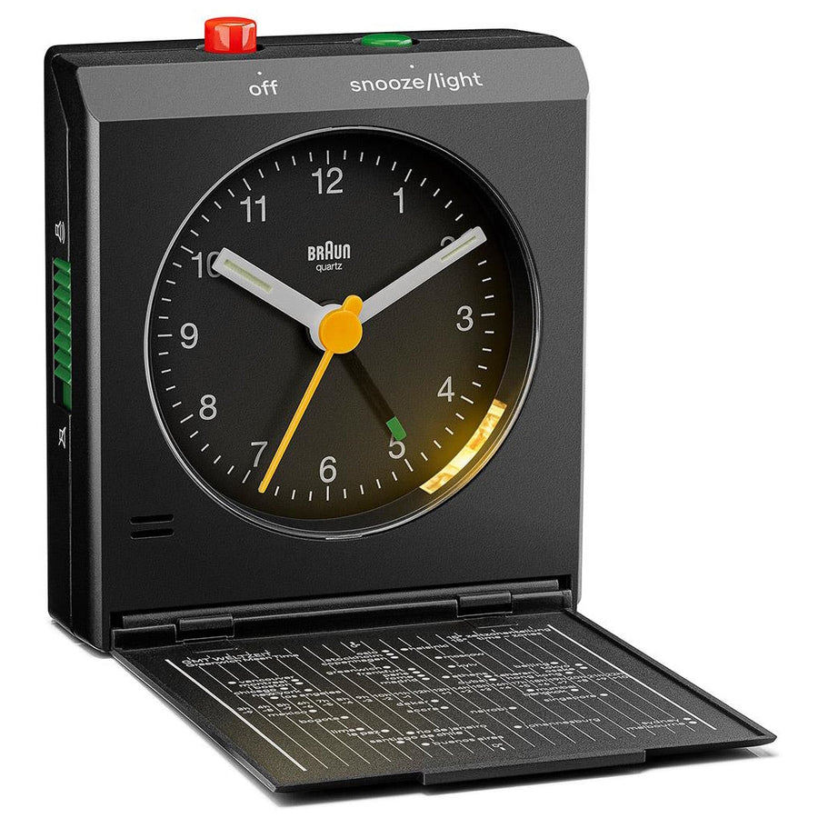 Braun Classic Compact Folding Travel Analogue Alarm Clock Black 8cm BC05B 1
