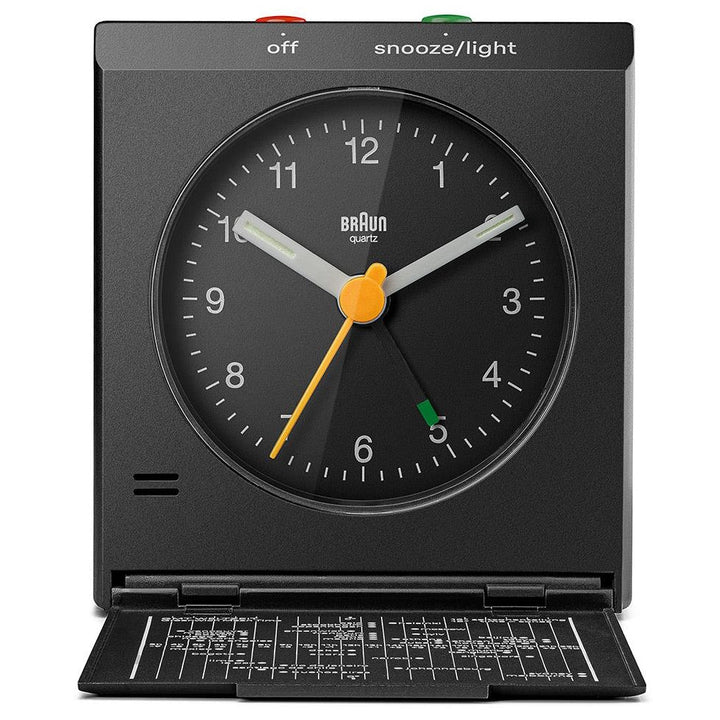 Braun Classic Compact Folding Travel Analogue Alarm Clock Black 8cm BC05B 2