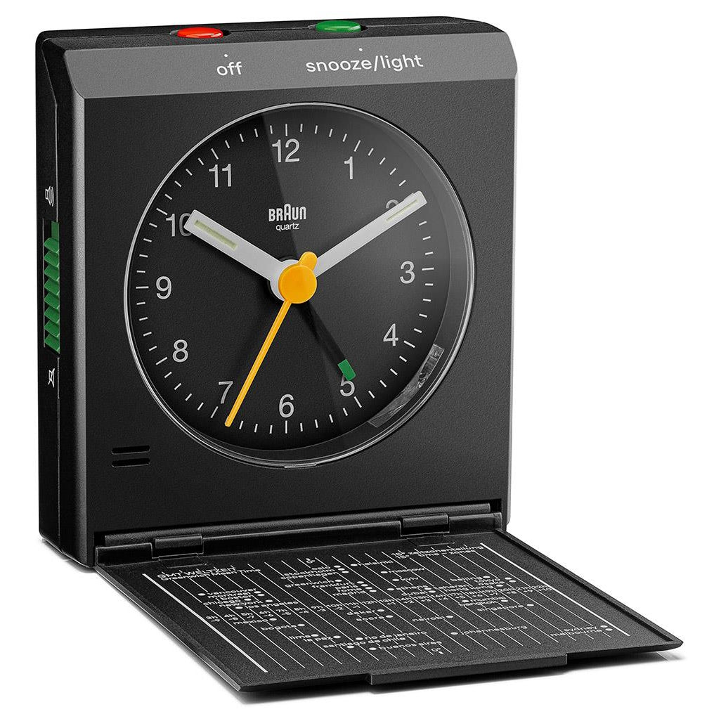 Braun Classic Compact Folding Travel Analogue Alarm Clock Black 8cm BC05B 3