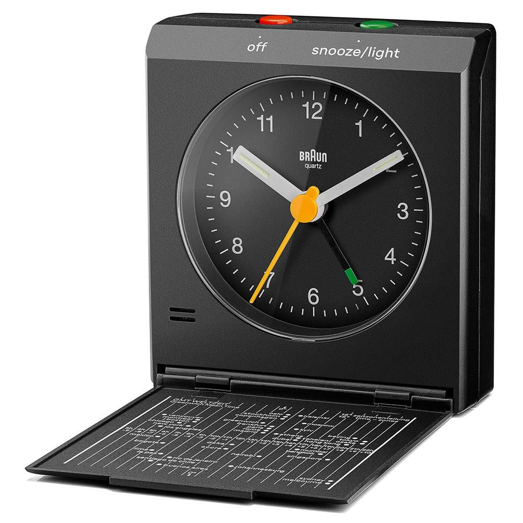 Braun Classic Compact Folding Travel Analogue Alarm Clock Black 8cm BC05B 4