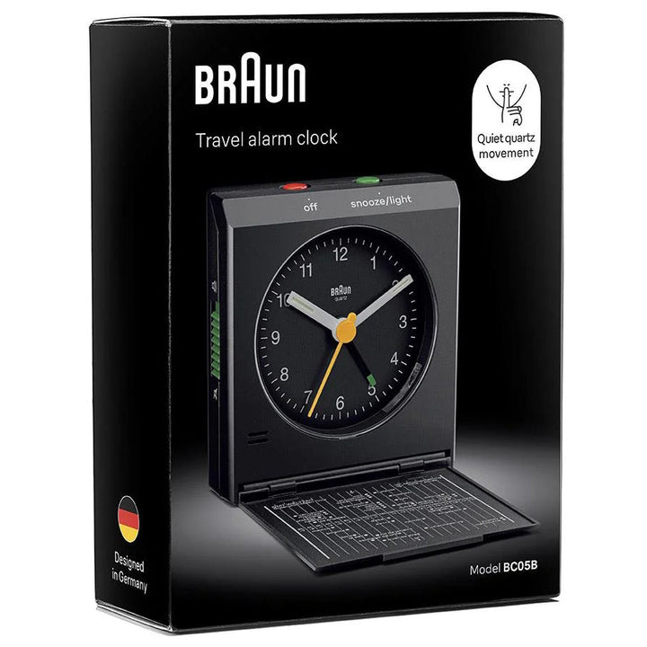 Braun Classic Compact Folding Travel Analogue Alarm Clock Black 8cm BC05B 9