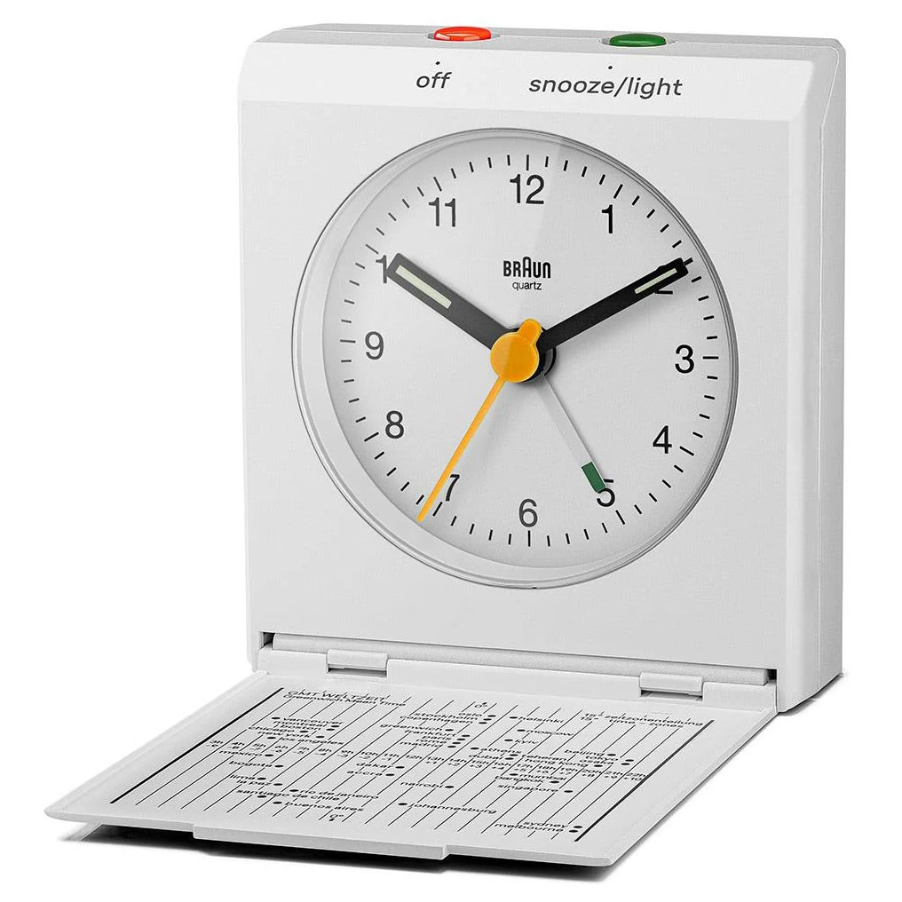 Braun Classic Compact Folding Travel Analogue Alarm Clock White 8cm BC05W 4