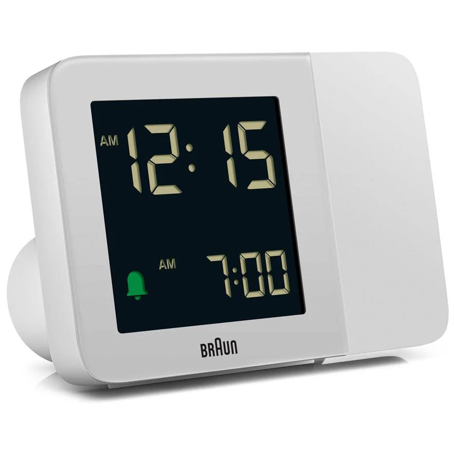 Braun Digital Projection Mains Powered Alarm Clock White 13cm BC15W 1