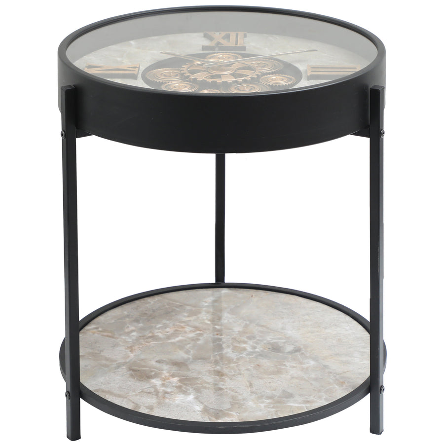 Chilli Decor 2 in 1 Lester Baroque Metal Moving Gears Side Table Floor Clock 58cm TQ-E75 1