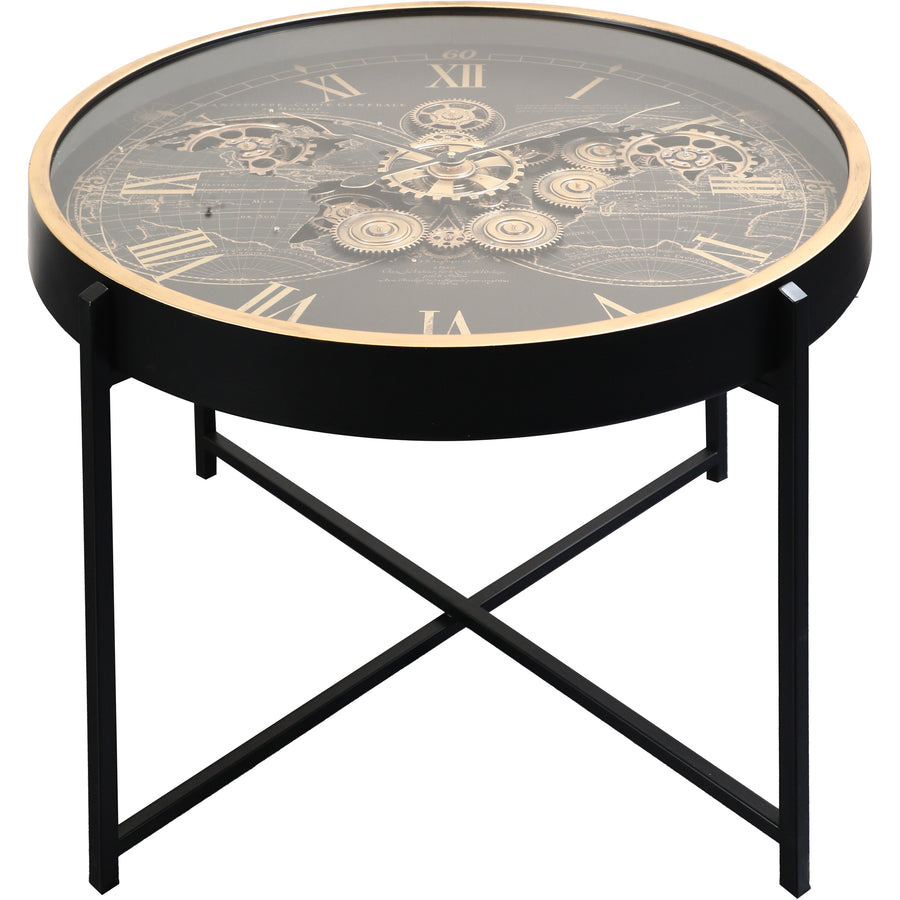 Chilli Decor 2 in 1 Vasco World Map Moving Gears Side Table Floor Clock 67cm TQ-E101 1