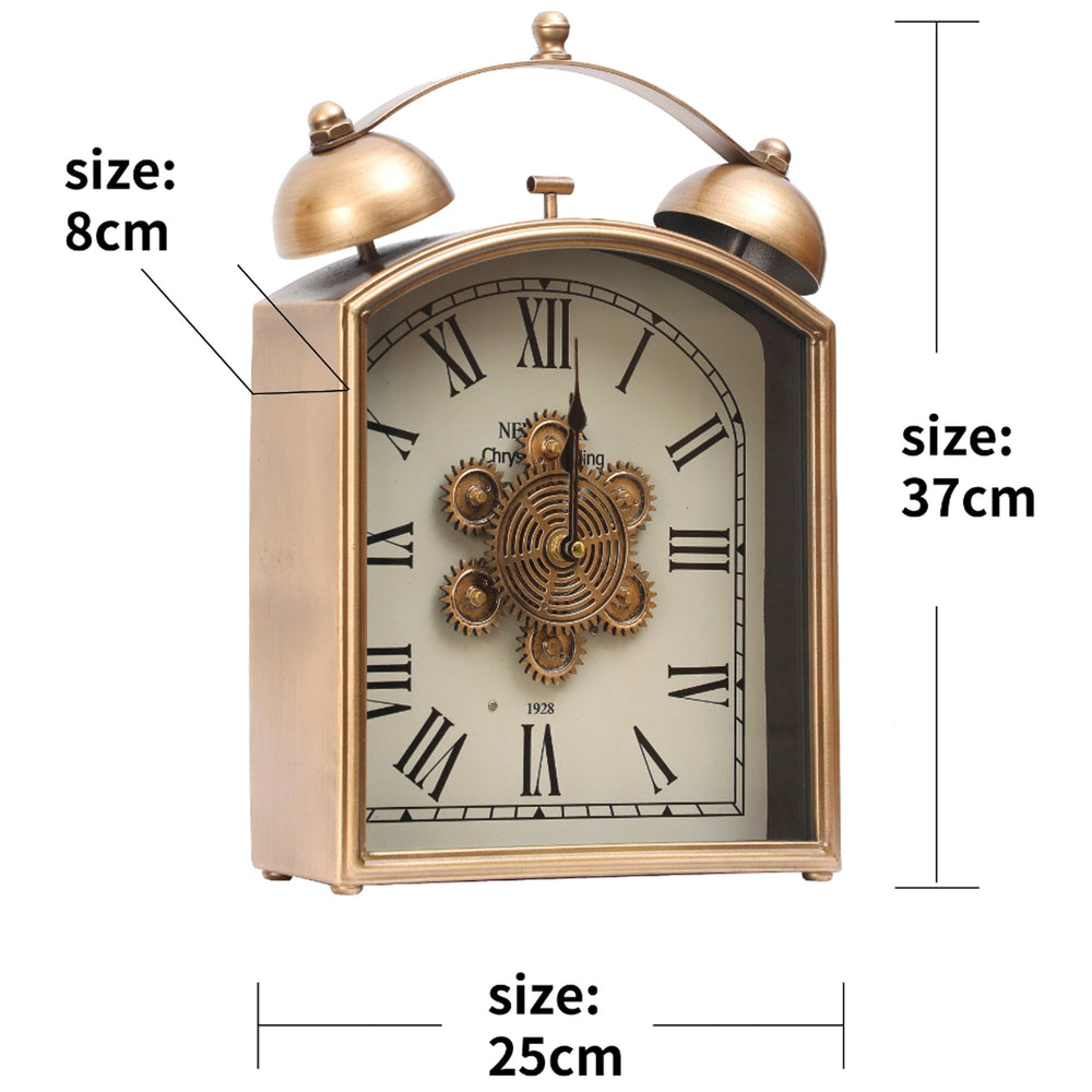 Chilli Decor Chrysler Building 1928 Metal Moving Cogs Desk Clock Gold 37cm TQ-E142 2