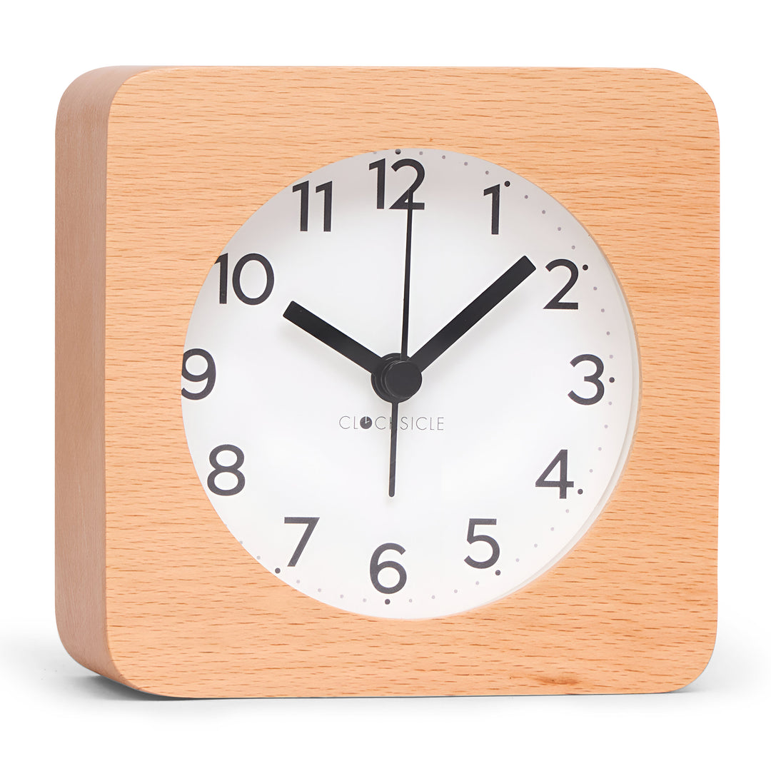 Clocksicle Silent Wood Alarm Clock Black 10cm CC-10-BLCK Angle1