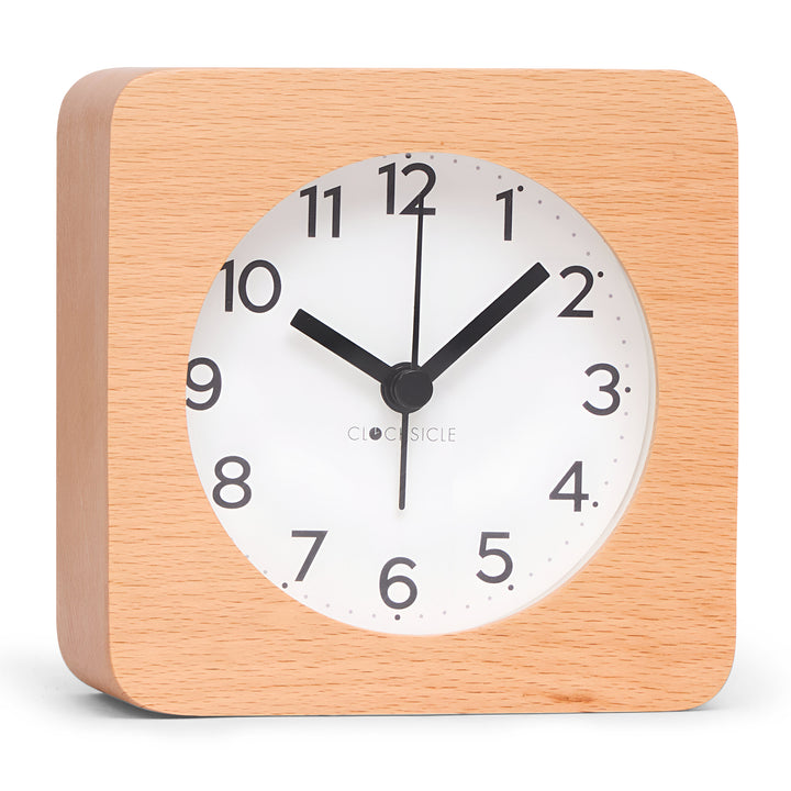 Clocksicle Silent Wood Alarm Clock Black 10cm CC-10-BLCK Angle1