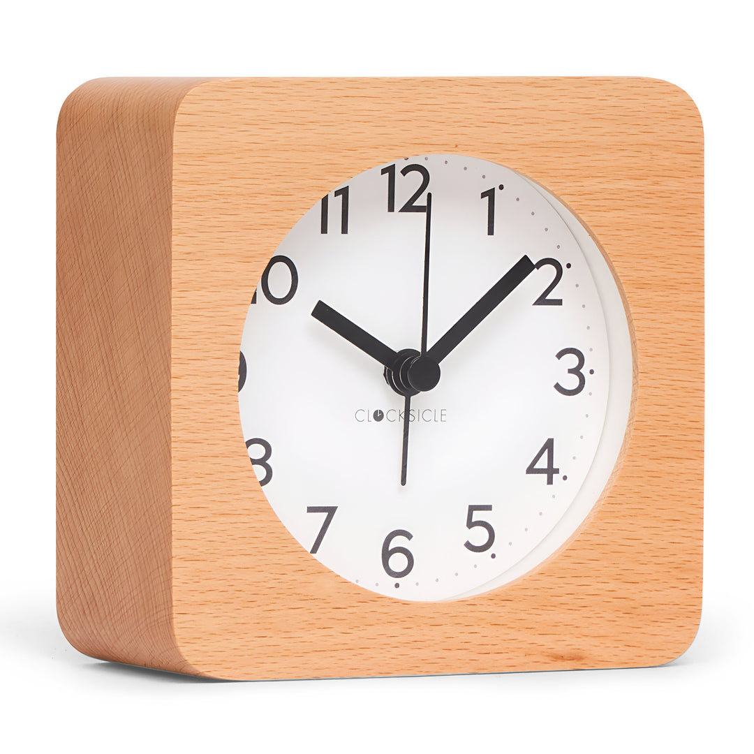 Clocksicle Silent Wood Alarm Clock Black 10cm CC-10-BLCK Angle2