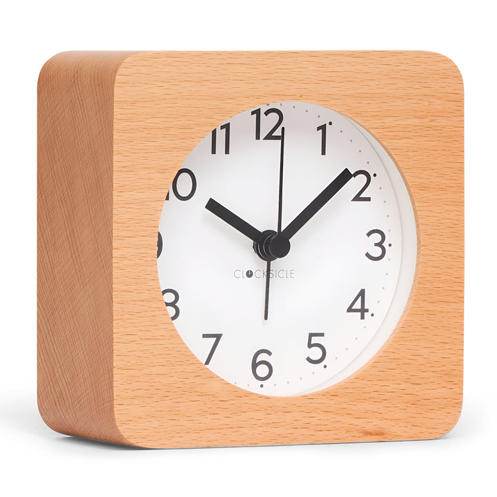 Clocksicle Silent Wood Alarm Clock Black 10cm CC-10-BLCK Angle2