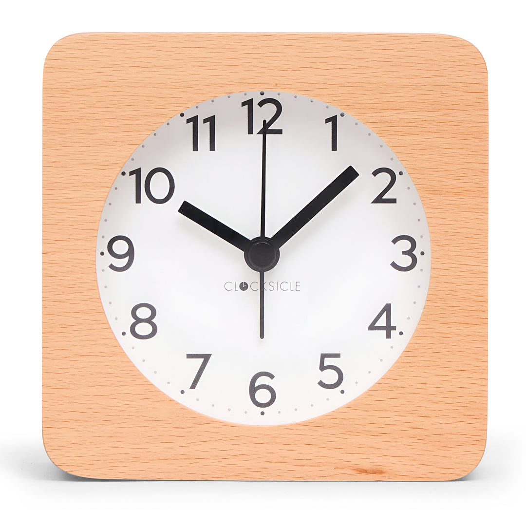 Clocksicle Silent Wood Alarm Clock Black 10cm CC-10-BLCK Front