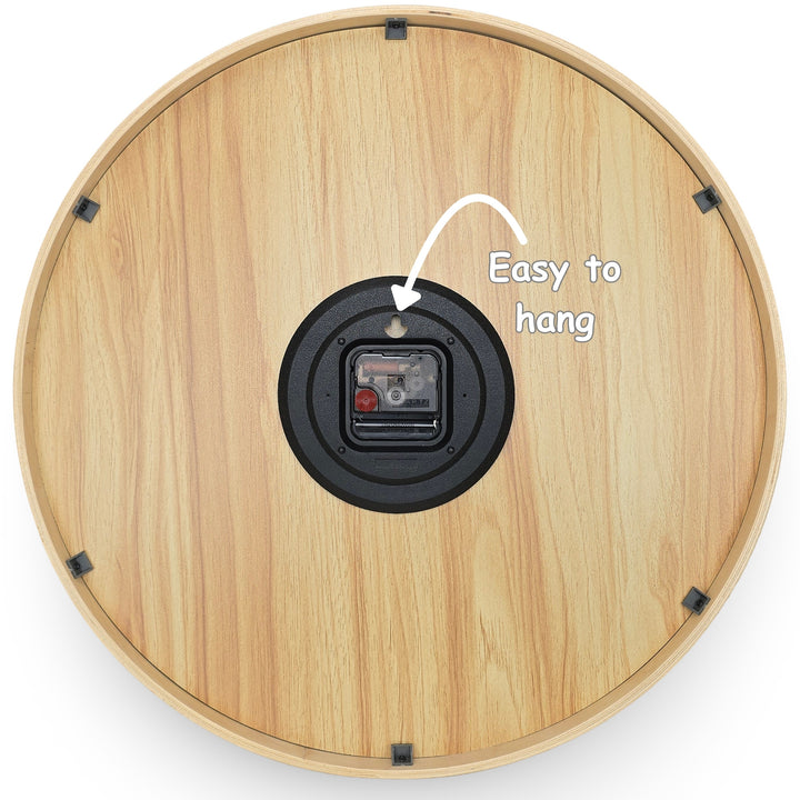 Clocksicle Silent Wood Wall Clock 50cm Back #size_50cm