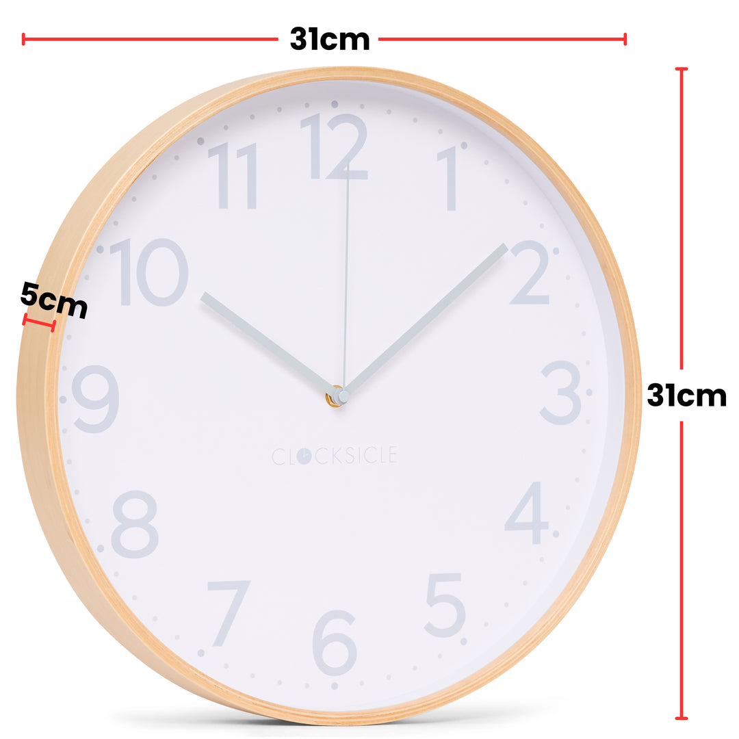 Clocksicle Silent Wood Wall Clock Grey 31cm CC-30-GREY Size