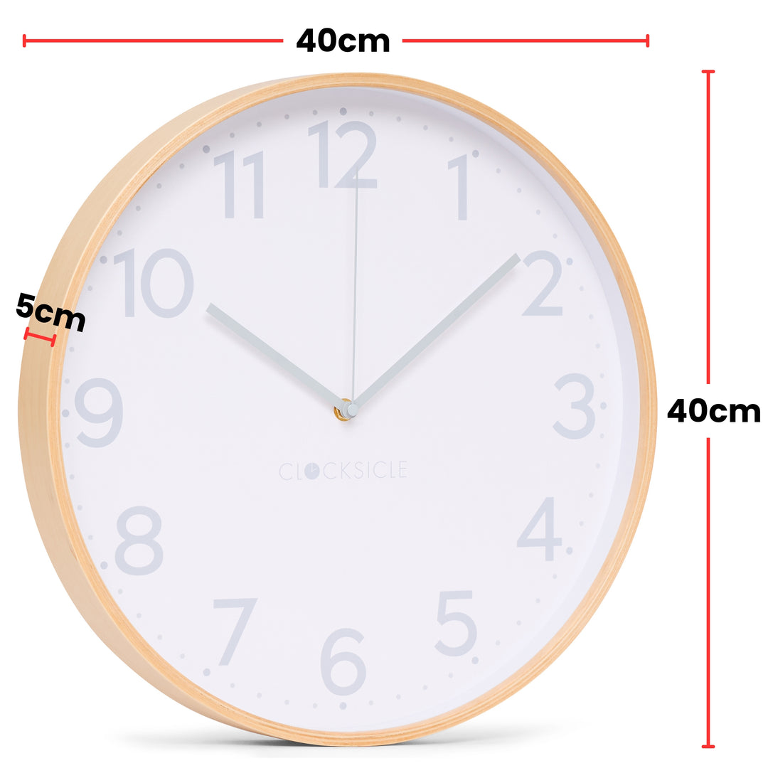 Clocksicle Silent Wood Wall Clock Grey 40cm CC-40-GREY Size