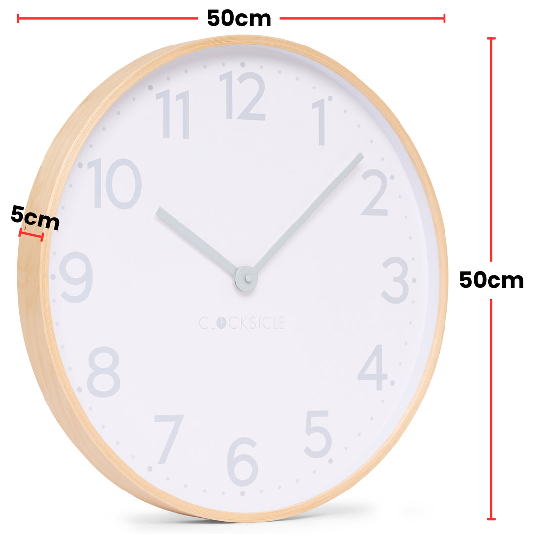 Clocksicle Silent Wood Wall Clock Grey 50cm CC-50-GREY Size