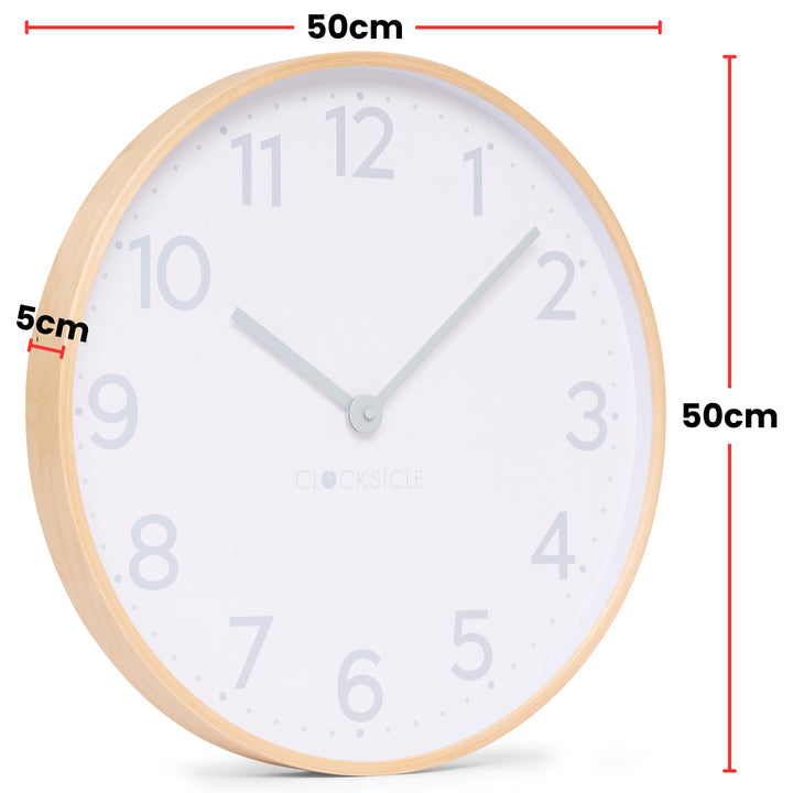Clocksicle Silent Wood Wall Clock Grey 50cm CC-50-GREY Size