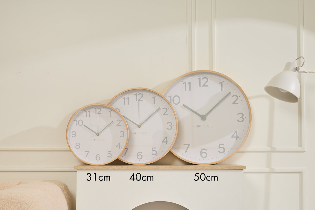 Clocksicle Silent Wood Wall Clock Grey All Sizes Together