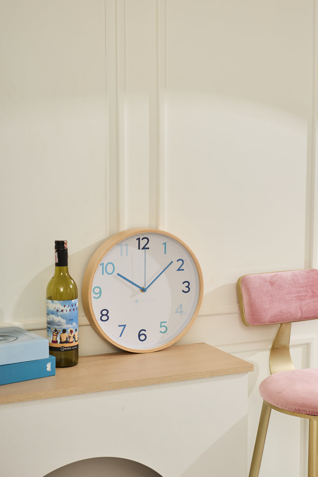 Clocksicle Silent Wood Wall Clock Multi Blue 31cm CC-30-MBLU 4
