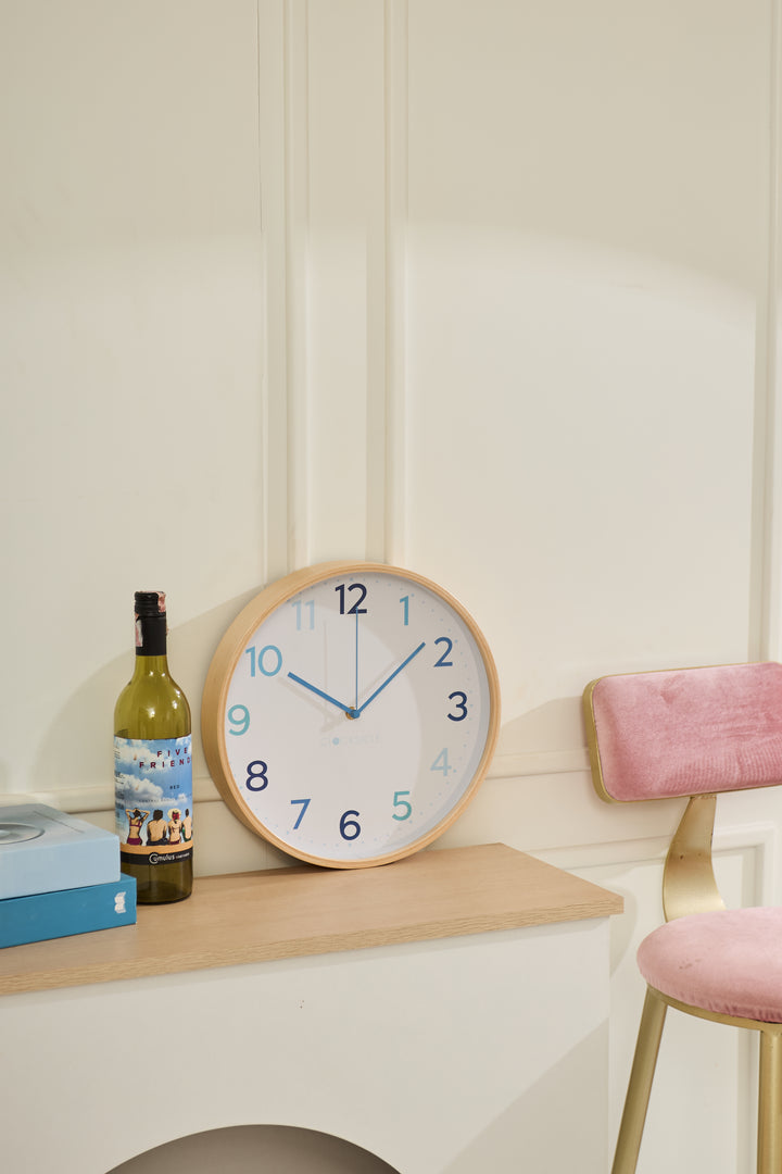 Clocksicle Silent Wood Wall Clock Multi Blue 31cm CC-30-MBLU 4