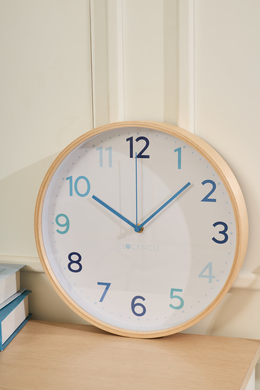 Clocksicle Silent Wood Wall Clock Multi Blue 31cm CC-30-MBLU 6