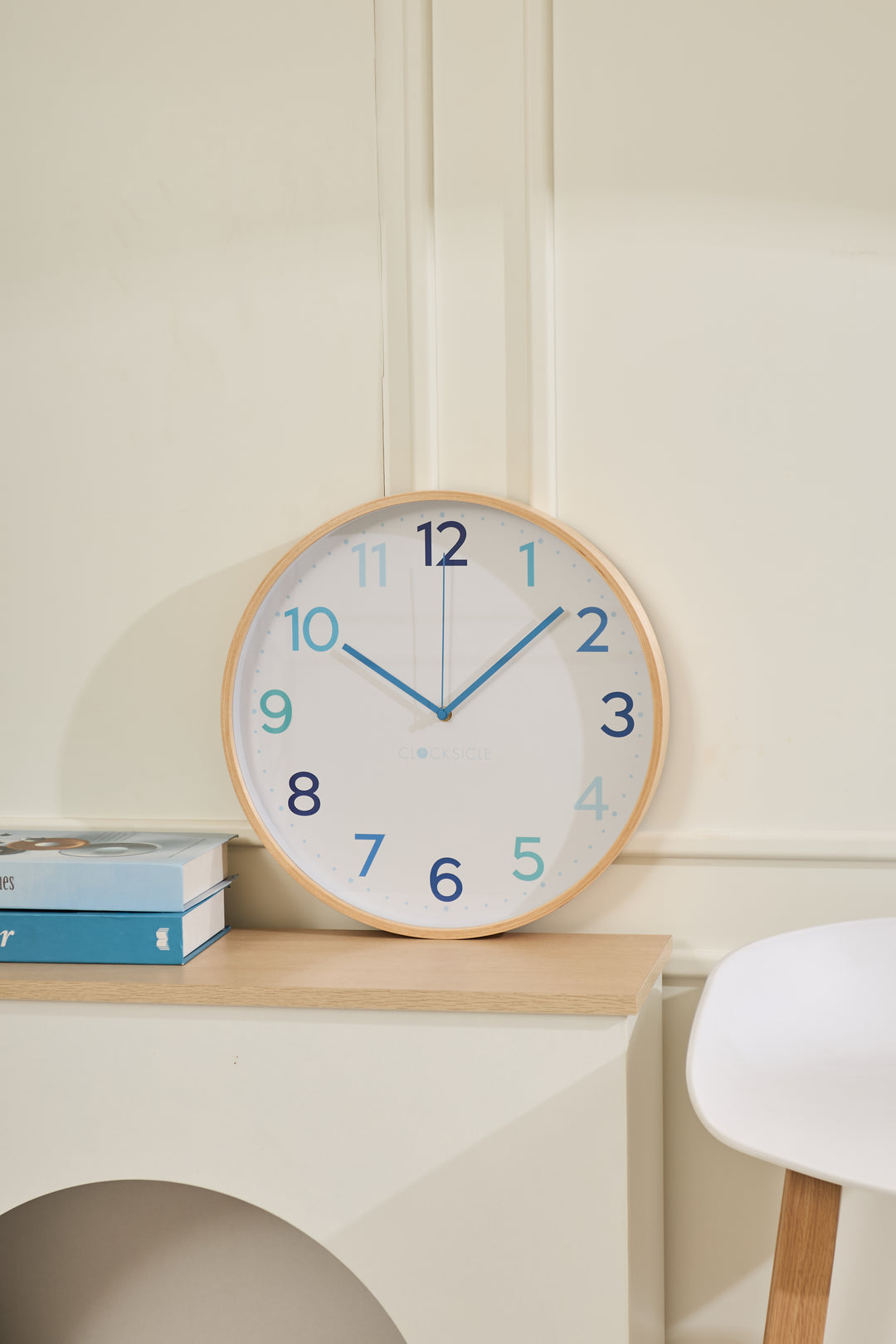 Clocksicle Silent Wood Wall Clock Multi Blue 40cm CC-40-MBLU 5