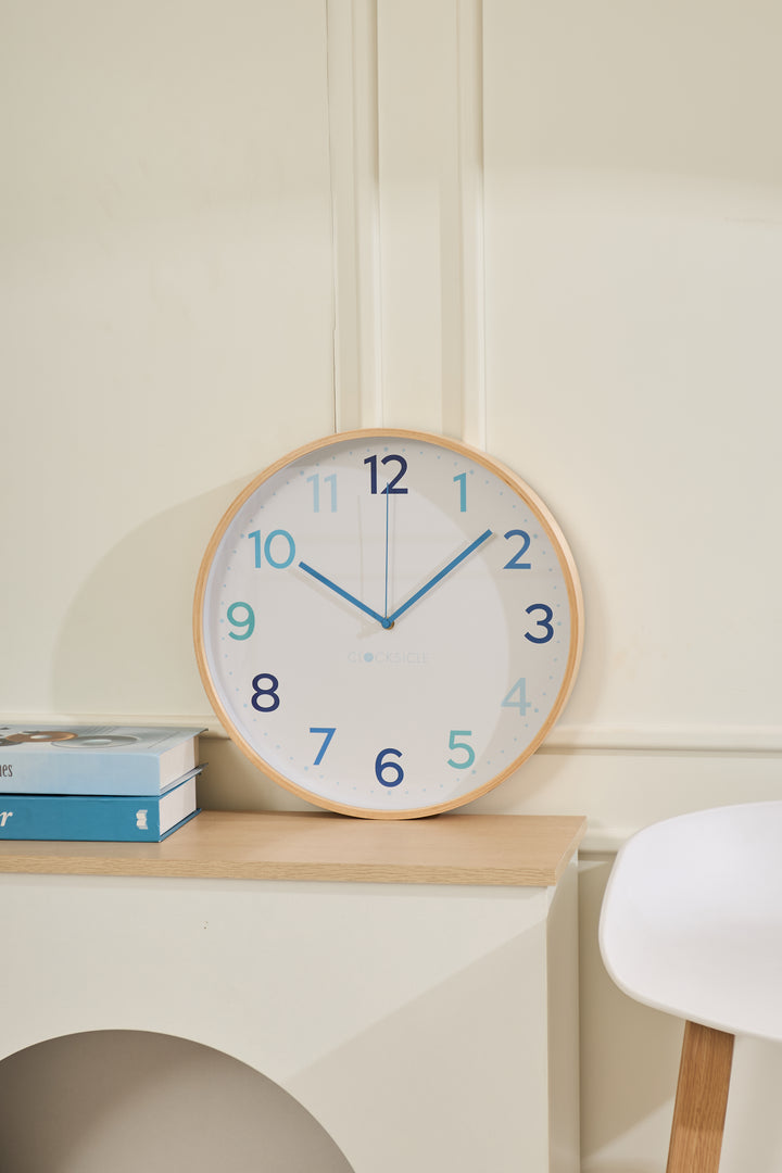 Clocksicle Silent Wood Wall Clock Multi Blue 40cm CC-40-MBLU 5