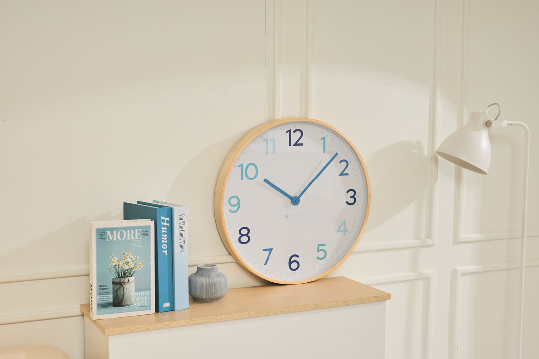 Clocksicle Silent Wood Wall Clock Multi Blue 50cm CC-50-MBLU 4