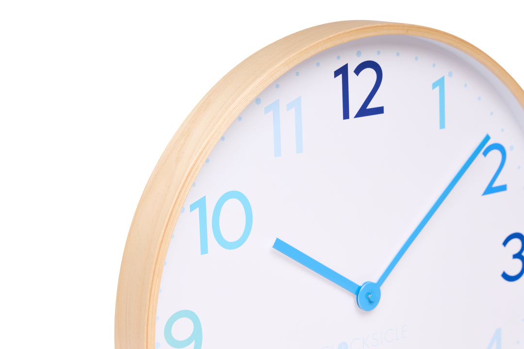 Clocksicle Silent Wood Wall Clock Multi Blue 50cm CC-50-MBLU Zoom