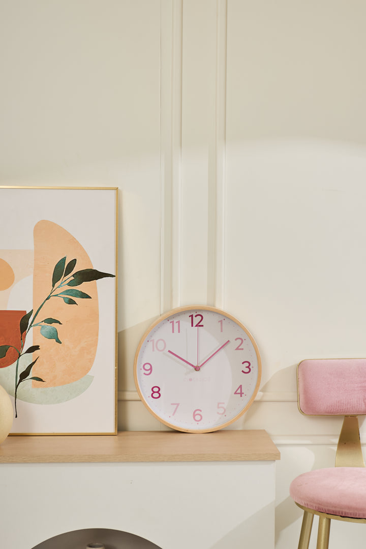Clocksicle Silent Wood Wall Clock Multi Pink 31cm CC-30-MPIN 4 #size_31cm