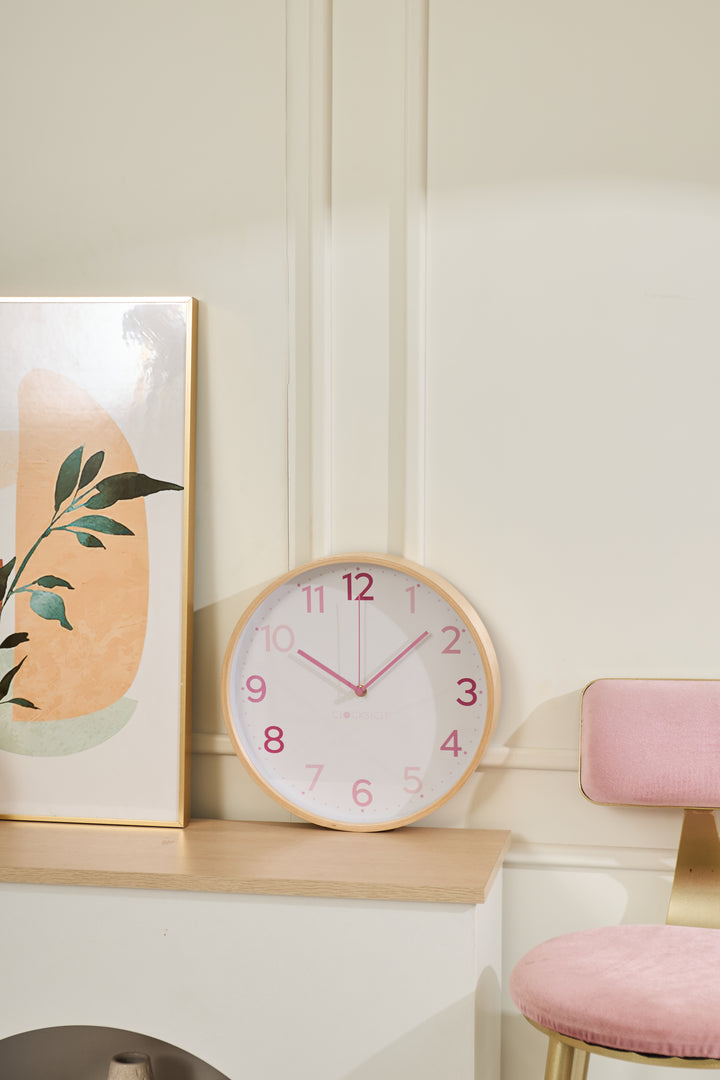 Clocksicle Silent Wood Wall Clock Multi Pink 31cm CC-30-MPIN 5 #size_31cm