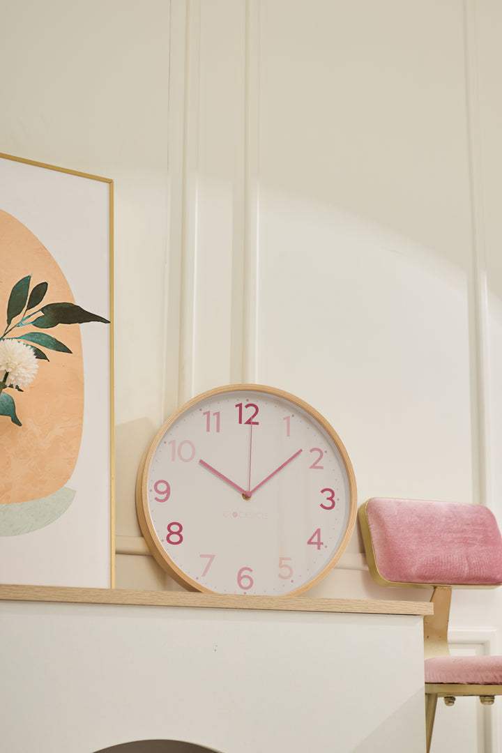 Clocksicle Silent Wood Wall Clock Multi Pink 31cm CC-30-MPIN 6 #size_31cm