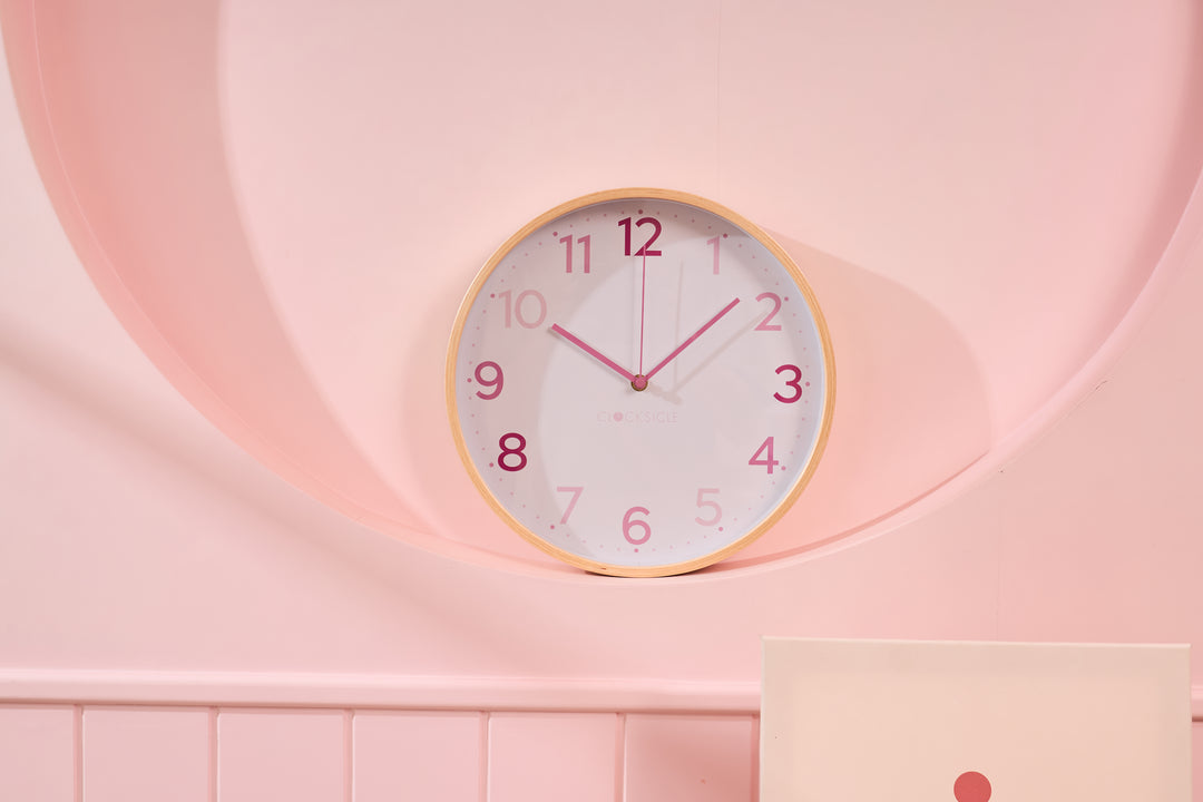 Clocksicle Silent Wood Wall Clock Multi Pink 31cm CC-30-MPIN 7 #size_31cm