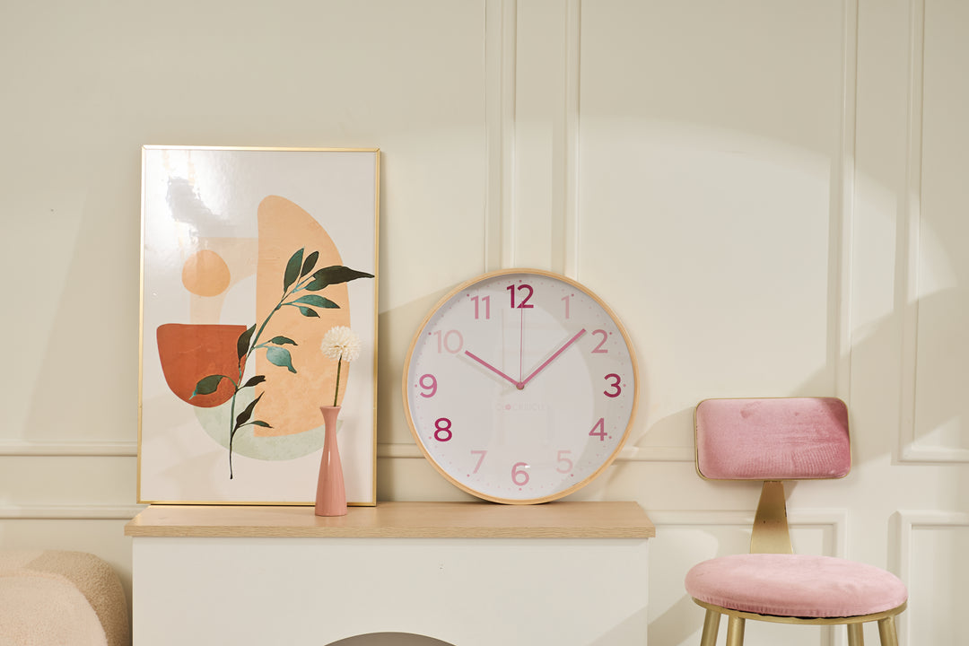 Clocksicle Silent Wood Wall Clock Multi Pink 40cm CC-40-MPIN 4 #size_40cm