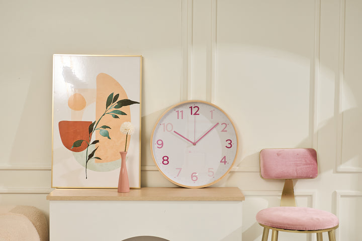 Clocksicle Silent Wood Wall Clock Multi Pink 40cm CC-40-MPIN 4 #size_40cm