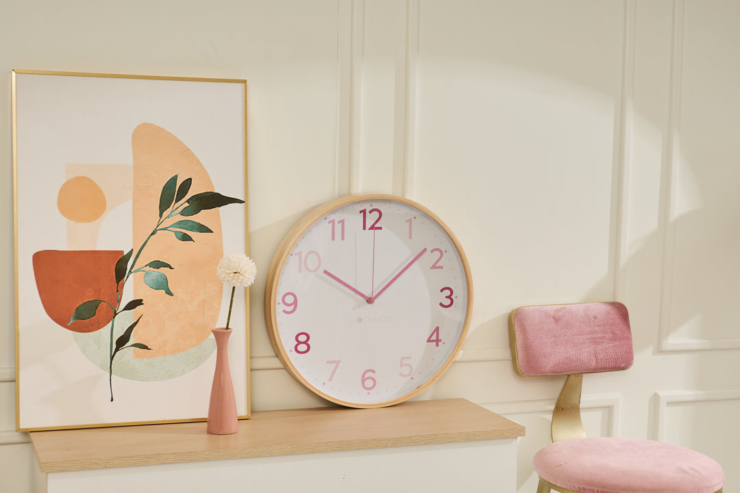 Clocksicle Silent Wood Wall Clock Multi Pink 40cm CC-40-MPIN 5 #size_40cm
