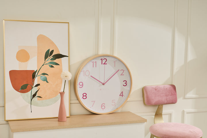 Clocksicle Silent Wood Wall Clock Multi Pink 40cm CC-40-MPIN 5 #size_40cm
