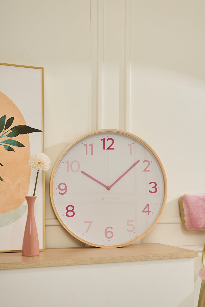 Clocksicle Silent Wood Wall Clock Multi Pink 40cm CC-40-MPIN 6 #size_40cm