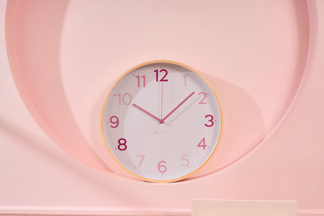 Clocksicle Silent Wood Wall Clock Multi Pink 40cm CC-40-MPIN 7 #size_40cm