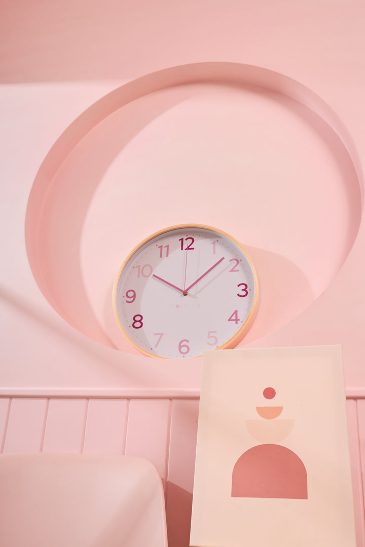 Clocksicle Silent Wood Wall Clock Multi Pink 40cm CC-40-MPIN 8 #size_40cm