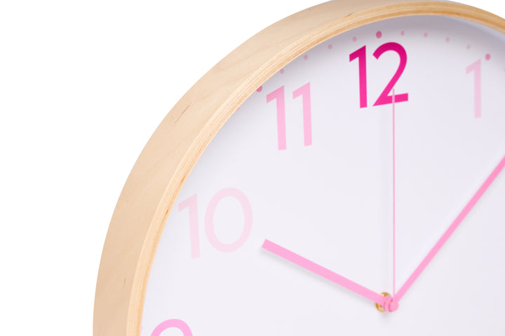 Clocksicle Silent Wood Wall Clock Multi Pink 40cm CC-40-MPIN Zoom #size_40cm