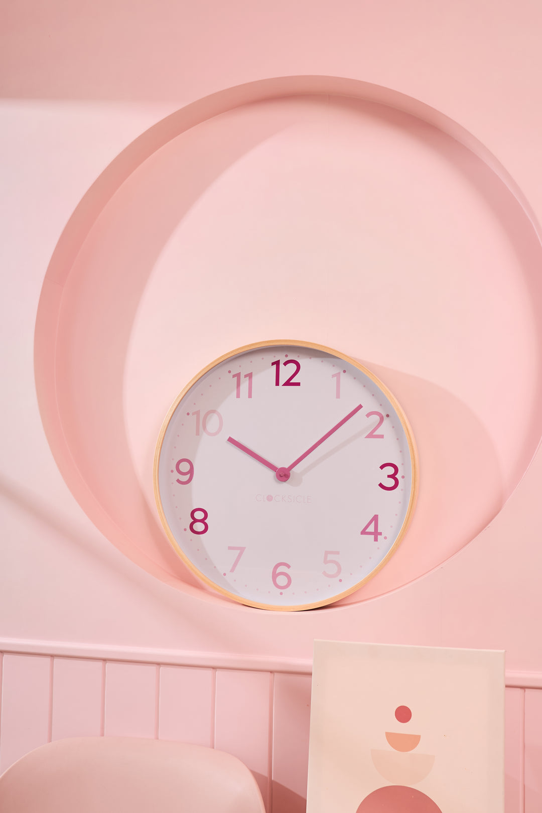 Clocksicle Silent Wood Wall Clock Multi Pink 50cm CC-50-MPIN 7 #size_50cm