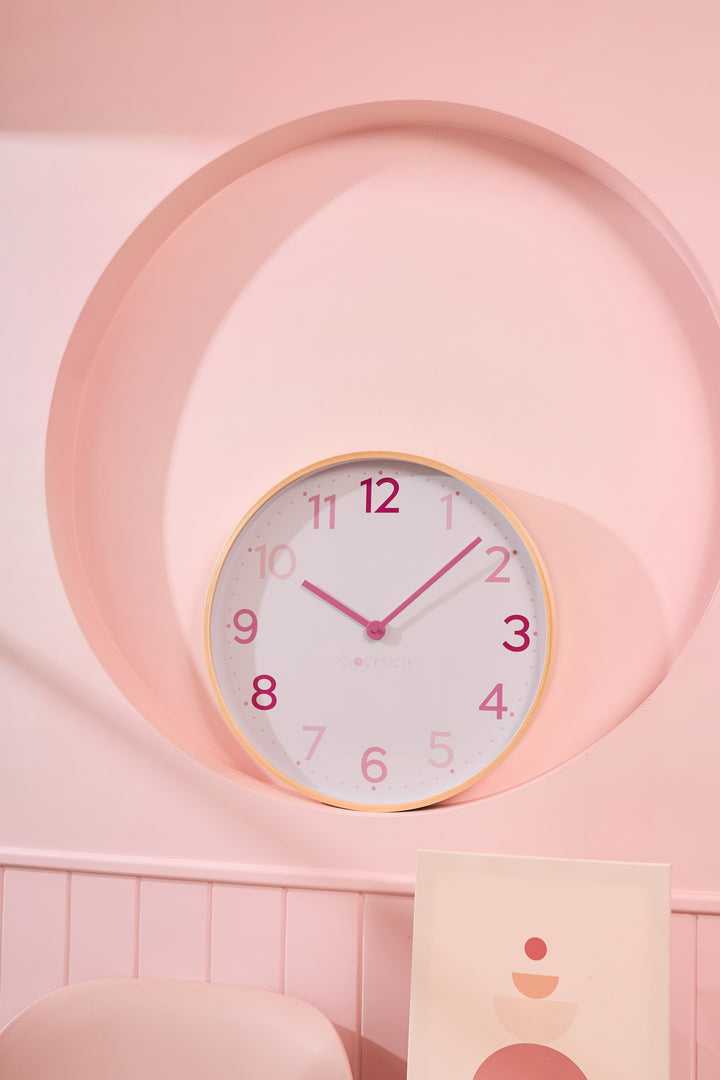 Clocksicle Silent Wood Wall Clock Multi Pink 50cm CC-50-MPIN 7 #size_50cm
