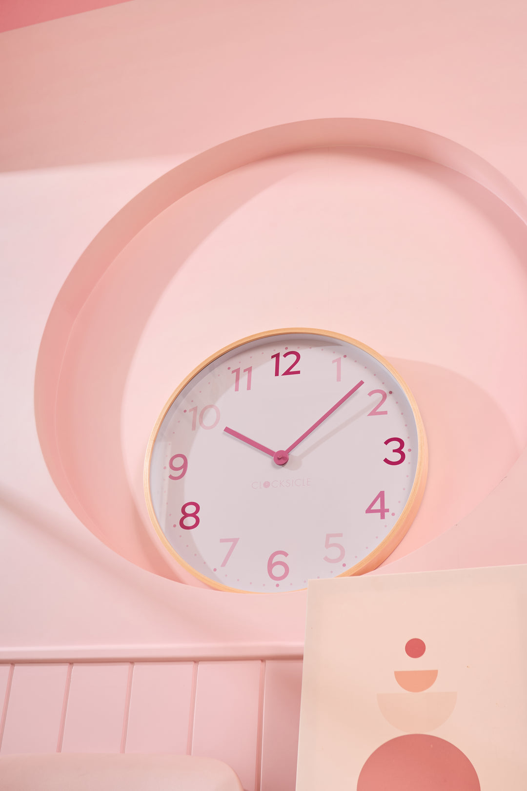 Clocksicle Silent Wood Wall Clock Multi Pink 50cm CC-50-MPIN 8 #size_50cm