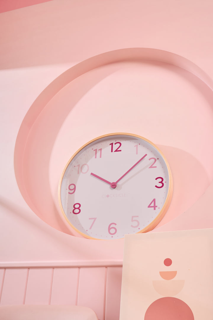 Clocksicle Silent Wood Wall Clock Multi Pink 50cm CC-50-MPIN 8 #size_50cm