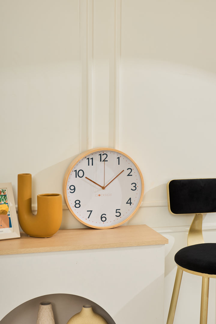 Clocksicle Silent Wood Wall Clock Mustard Navy 31cm CC-30-MUST 5