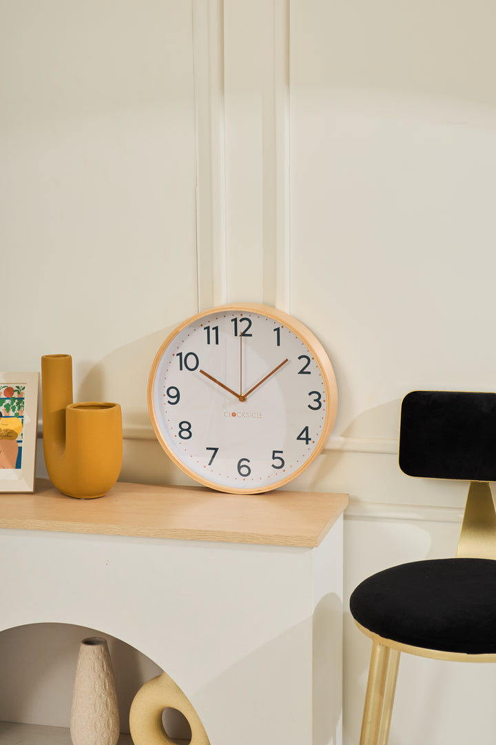 Clocksicle Silent Wood Wall Clock Mustard Navy 31cm CC-30-MUST 6