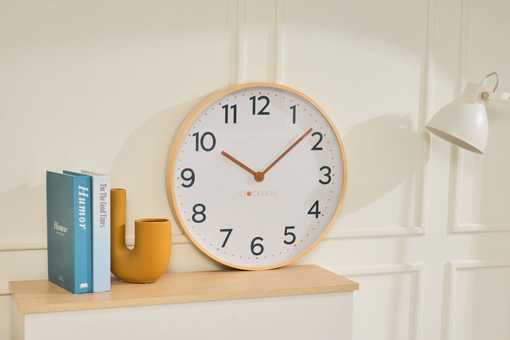Clocksicle Silent Wood Wall Clock Mustard Navy 50cm CC-50-MUST 5