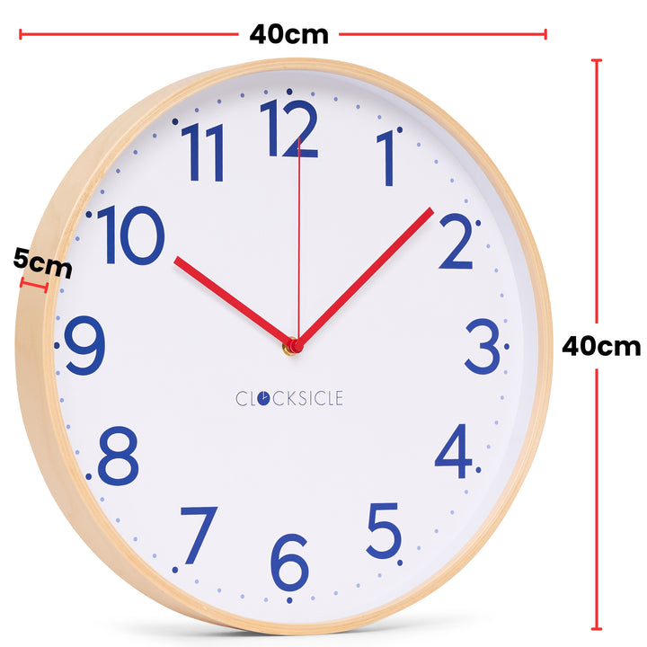 Clocksicle Silent Wood Wall Clock Navy 40cm CC-40-NAVY Size