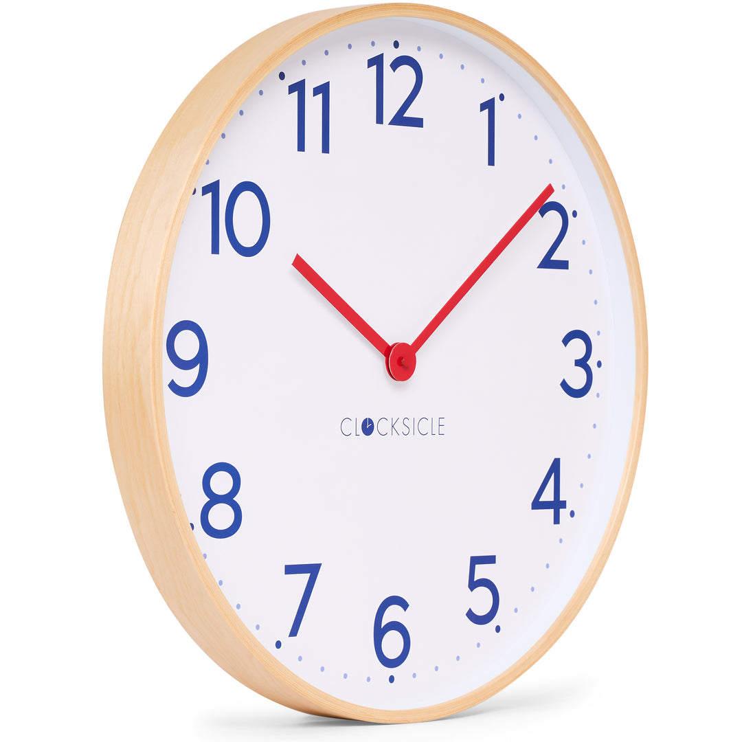 Clocksicle Silent Wood Wall Clock Navy 50cm CC-50-NAVY Angle2