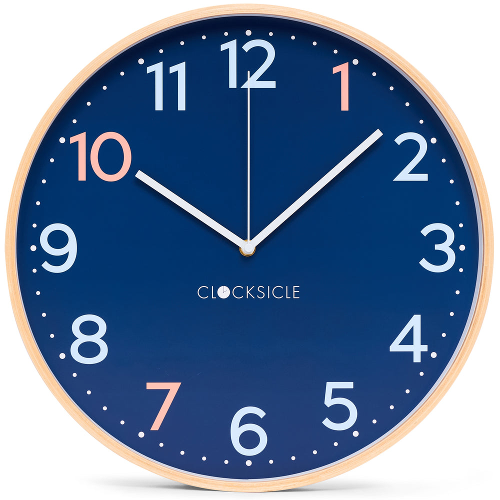 Clocksicle Silent Wood Wall Clock Sailor Blue 31cm CC-30-SAIL Front #size_31cm